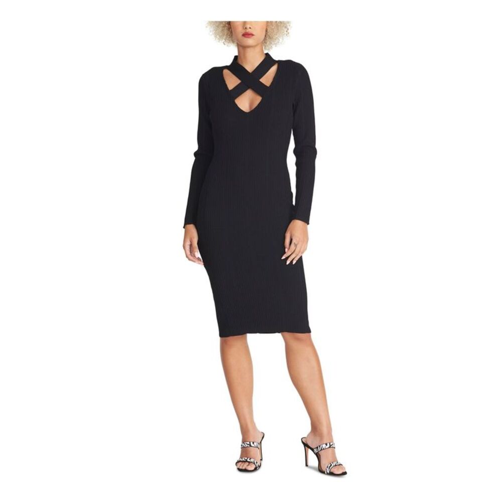 RACHEL ROY Womens Black Textured Keyhole Evening Body Con Dress XS